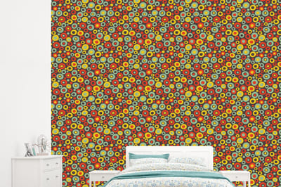 Behang - Fotobehang Patroon - Jaren 70 - Retro - Bubbel - Breedte 245 cm x hoogte 220 cm