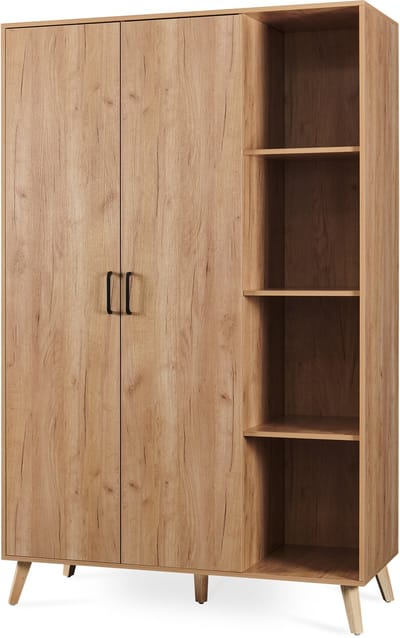Kledingkast Norg met 2 deuren en 8 opbergvakken 191x120x52 cm eikenkleurig [en.casa]