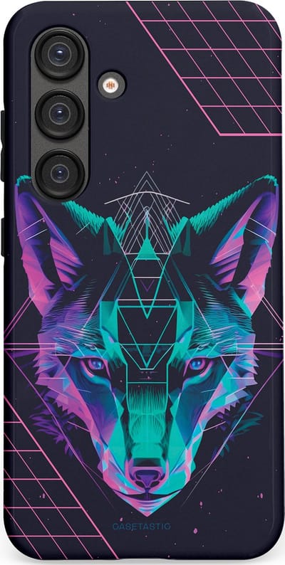 Casetastic hoesje geschikt voor Samsung Galaxy S25 - Dubbellaagse bescherming - Neon Wolf - Fashion Case - Donkerblauw