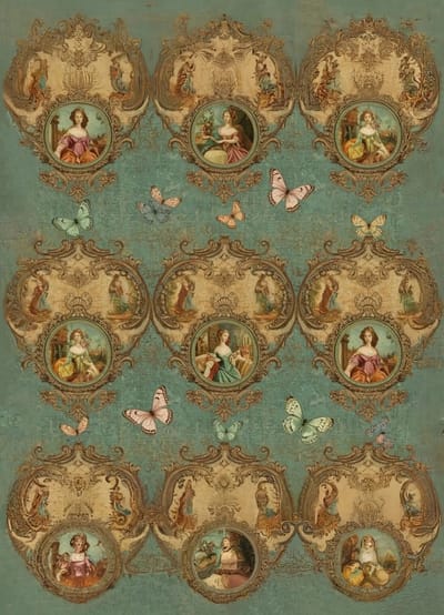 *SALE - Versailles on repeat - Mint by Michelle Decoupage Papier - A3