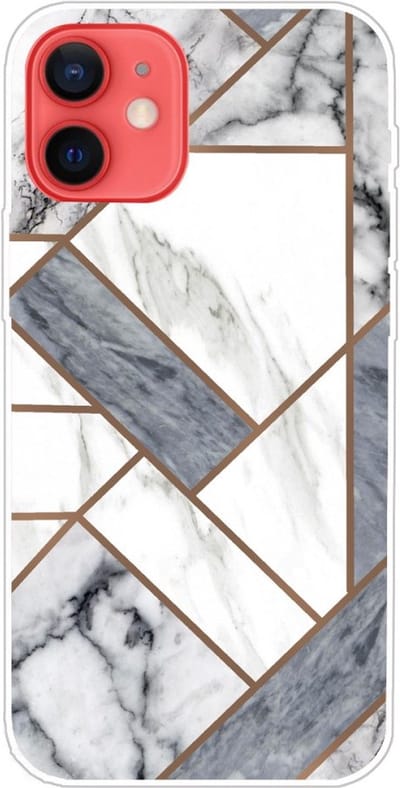 Coverup Hoesje - Geschikt voor iPhone 13 Mini Hoesje - Coverup Marble Design TPU Back Cover - Grijs / Wit