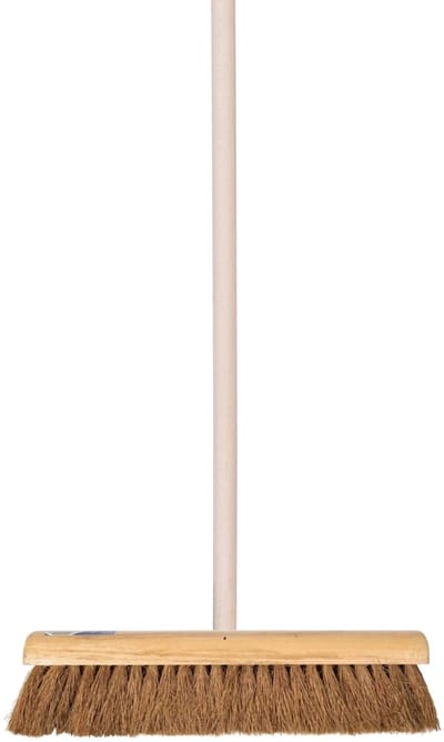 Talen Tools Straatbezem Kokosvezels - 60 cm - harde vezels - buitenbezem - Steel 140 cm- Voor beton/keramische tegels