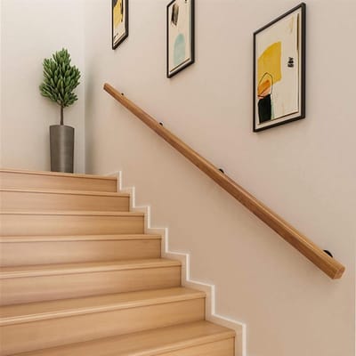 Houten Trapleuning - Veiligheidshandgreep - Veiligheid Binnen - Massief Hout - 320 cm - Natuurlijk