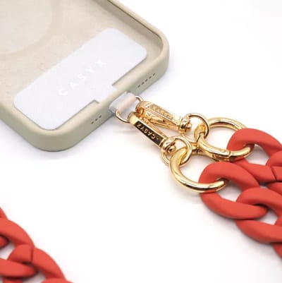 Casyx - "Ceramic Red" telefoonkoord - telefoonkoord universeel - grote ketting - telefoonketting - telefoon accessoires ketting - unisex - Design