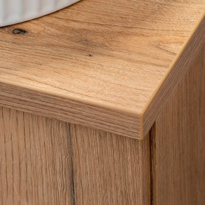 Wastafelonderkast Newport met 2 lades en wastafel 71x60x40 cm eikenkleurig en wit [en.casa]