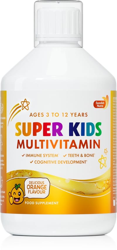 Swedish Nutra Super Kids Multivitamin voor kinderen zonder gluten of lactose-Energiebooster voor kinderen