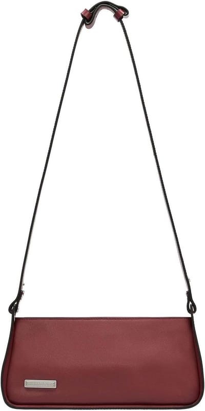 Dames Crossbody Tas - Schoudertas Handtas - Dagelijks Gebruik - Zacht Kalfsleer - 28 x 12 cm - Bessenkleur