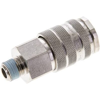 Vernikkeld Messing DN 10 Luchtkoppeling Snelkoppeling R 1/4 inch Buitendraad Double Shut-Off - CLS10-M-BN-SV-014