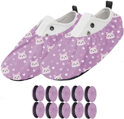 FEROCITY - Schoenovertrekken - Antislip, herbruikbaar - Unisex - Kinder - EU 25-30, 5 paren - Polyester - Witte Wasbeer