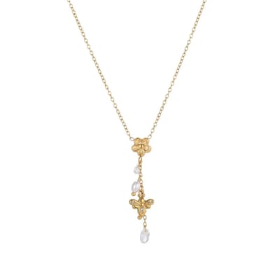 Ketting Busy Bee met bloem en pareltjes