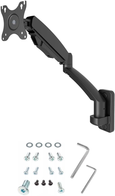 Monitor arm voor 1 monitor. Wand bevestiging. Gasveer gestuurd. 2 tot 7kg
