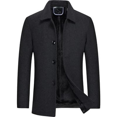 Jas Modieus Gevoerd Fluweel Verdikt Wollen Herenjas Revers Wollen Jas 4XL black
