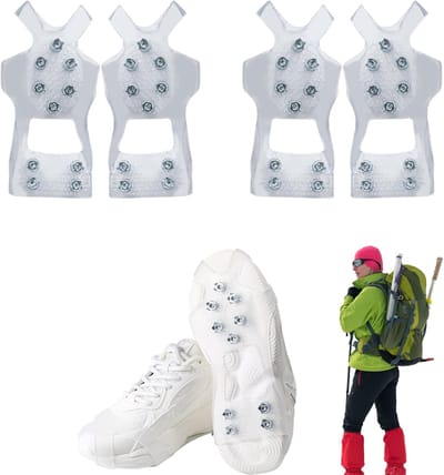 2 paar S 24~33 | IJsklauwen | Antislip sneeuwgrepen | ijsklauwen met reflecterende hielen | winterse grip voor schoenen, sneeuwgrijpers, stijgijzers, veilig lopen, perfect voor wandelen, kamperen, vissen en andere winterse buitenactiviteiten|Cyslmuk®