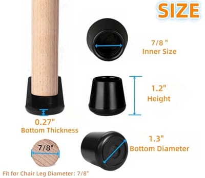 Anti-slip Rubberen Stoelpootdoppen 7/8 inch - Vloerbeschermers 16 Stuks