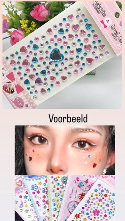 Akyol - Gezichtsjuwelen – gezichtsteentjes - gezicht glitters– diamantjes – carnaval- plak diamantjes- diamantjes voor gezicht - bohemian feest - bohemian – festival – gezichtsdecoratie – feest – decoratie - sticker - stickervel -glitters gezicht