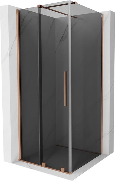 Mexen Velar schuifdouchecabine 90 x 90 , grafiet, geborsteld koper - 871-090-090-41-65