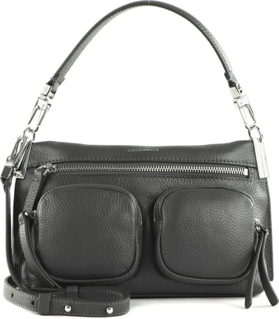 COCCINELLE Leren Schoudertas Hyle Grained Leather Ardesia Donkergrijs