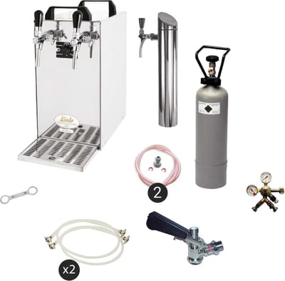 Complete set - Biertap - Kontakt 40 - 2-kraans, 50 liter/u - Droogkoeler - Beertender - Thuistap - Bierkoeler - met Fustkoppeling Type M