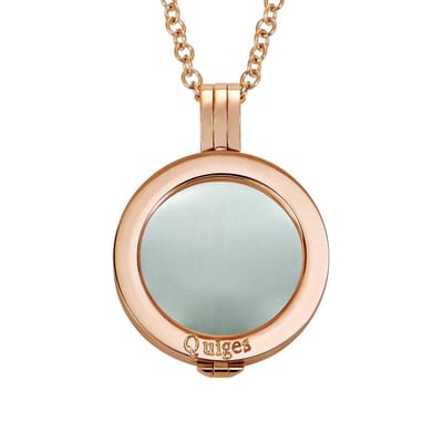 Quiges Munthouder met Ketting en Munt 25mm Cat's Eye Wit - RVS Roségoudkleurig - EPRHZ649
