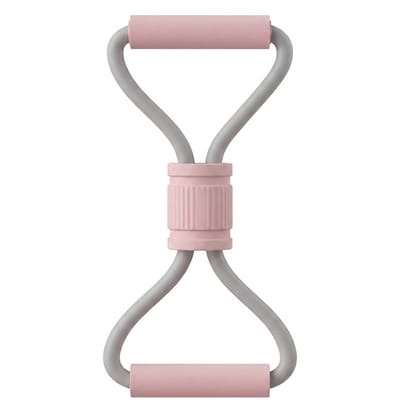 Roze 8 vorm weerstandsband fitness trainer 26LB – fitness weerstand tube met handgrepen voor krachttraining en flexibiliteit – compact workout hulpmiddel voor full body training thuis