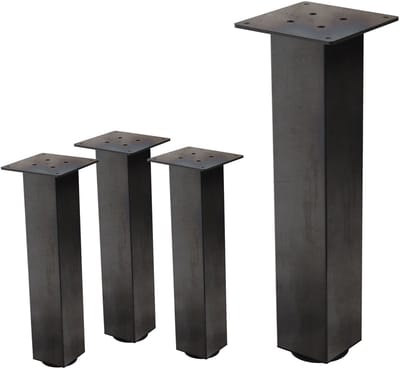 Set van 4 tafelpoten I-Design 42 cm donkergrijze look industrieel staal met poedercoating hoekig profiel 8x8 cm in hoogte verstelbare meubelpoten 1-4 cm ML-Design