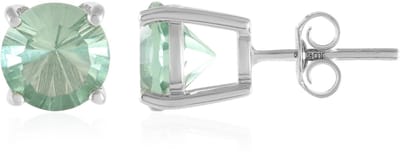 Cavill - Zilveren Oorbellen - 925 Sterling Zilver Geplatineerd - Groene Fluorieten Rond 8 mm - 3,935 ct - Licht Elegant - Dames Sieraden