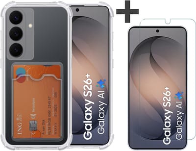 Hoesje met Screenprotector Geschikt voor Samsung Galaxy S26 Plus Hoesje Met Pashouder Siliconen Shockproof Case - Arara Backcover- Transparant