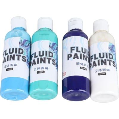 Hoogvloeiende acrylverfset, kleurecht, veilig, milieuvriendelijk, 4 kleuren acryl gietverf, 100 ml blue