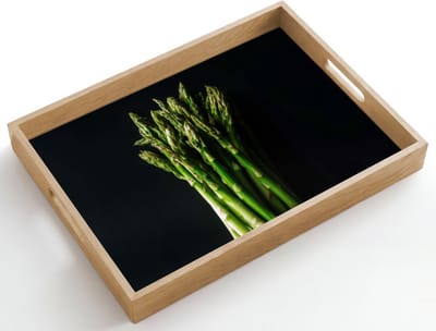 Dienblad hout 50x35 cm - Schootdienblad - Asperges - Felgroen - Borrelplank rechthoek - Plateau dienbladen