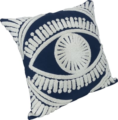 QUVIO Kussenhoes met oog - Kussenhoes - Kussensloop - Sierkussen - Kussenbeschermer - Omtrek kussen - 45 x 45 cm - Donkerblauw