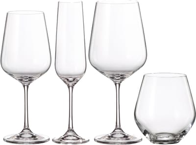 Bohemia - Glazenset Tori - Wijnglazen, Champagneglazen & Waterglazen - Kristalglas - 24-delig