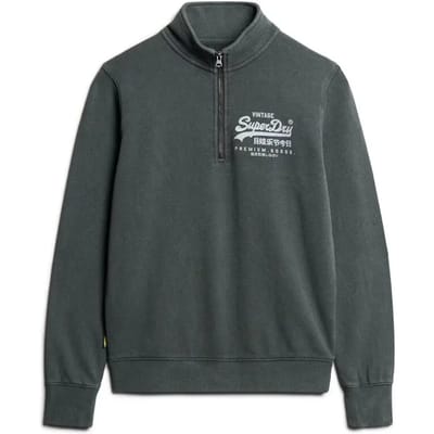 Superdry - Klassieke trui met halve rits en print - Heren - Truien