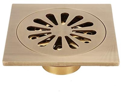 Dailygoods- Afvoerputje Antiek Koper - Doucheafvoer - Afvoerputje Set - Badkamer Accessoire - Paneelgrootte 10x10cm - Volledig Koper