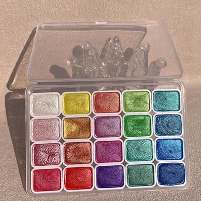 20 Kleuren Parelmoer Aquarel Set Metallic Aquarel Verf Set Glitter Parelmoer Aquarel Voor Kunstenaars Studenten Hobbyisten gray