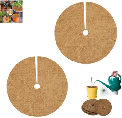 2 stuks - kokos-mulchschijven - Kokosmulchschijven - Onkruidbestrijding - Kokosmat voor planten en bomen met vorstbescherming - 20 cm diameter - Bruin - Winterbescherming