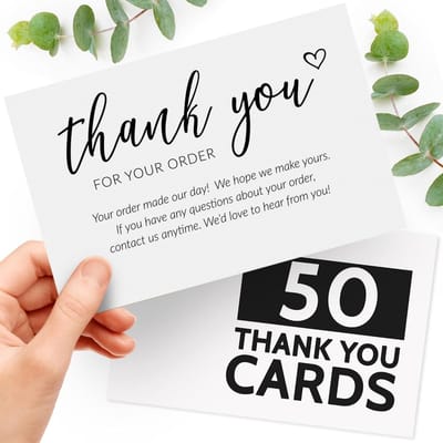 50 Extra Grote Dankbetuiging Kaarten voor Bestellingen - Set van 4x6 inch Bedankkaartjes voor Zakelijk Gebruik