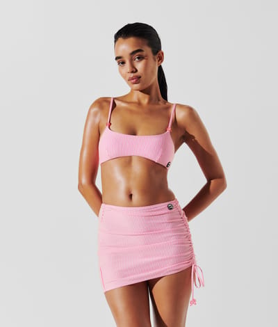 Karl Lagerfeld Ikon Stripe Mini Adjst Pareo White-pink Stripe Taglia: M | Bikini Outlet | Donna | Bianco