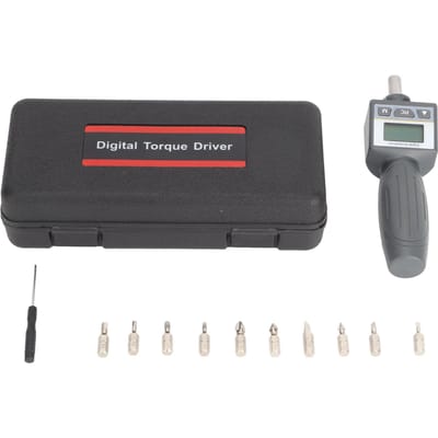 Jeu de tournevis dynamométriques numériques LCD Électricien 0.001Nm Incrément 1/4 pouce Entraînement Clé 1.6‑8Nm avec Embouts et Étui black