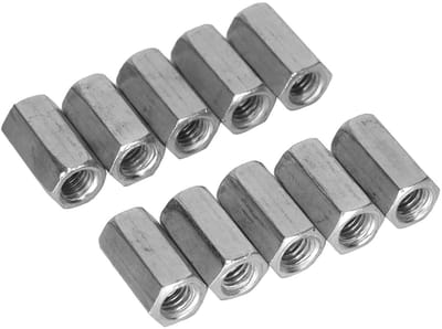 SnelShoppen - M6 Gegalvaniseerde Moeren en M6 Gegalvaniseerde Draadstangen Set 10 Stuks met Binnen draad voor Mechanische Toepassingen 18mm Geschikt v
