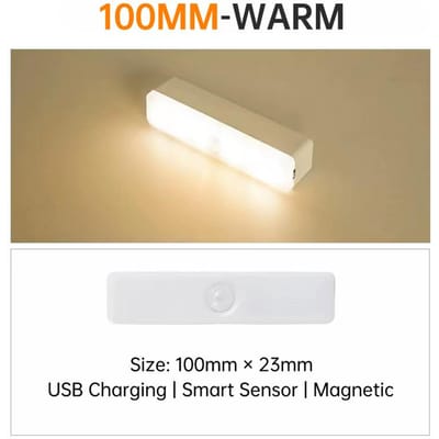 LED Nachtlampje 10/20/30/50CM Bewegingssensor USB Oplaadbaar Ultradunne Draadloze Garderobekast Keukenkast Nachtlampje 100mm warme witte kleur