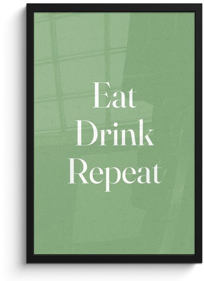 Poster in lijst - Fotolijst 40x60 cm - Posters - Eten - Drinken - Tekst - Mintgroen - Posterlijst zwart - Decoratie - Wanddecoratie woonkamer - Muurdecoratie slaapkamer
