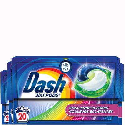 Dash - Stralende Kleuren - Wasmiddel Capsules - All-in-1 Pods - Gekleurde Was - 20 Wasbeurten - Voordeelverpakking - 4 stuks