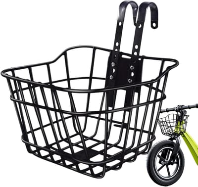 Fietsmand Voor - Draagmand Opbergdrager - Buitensport Vervoer - Betrouwbaar IJzeren Frame - 23 x 19 x 14 cm - Zwart