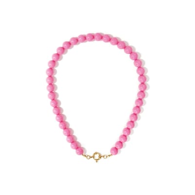 Beady Babe Charm Ketting | Acryl & RVS (verkleurt niet) Bubbelgum Roze | Snelle levering | Yehwang | Beste cadeau voor haar |