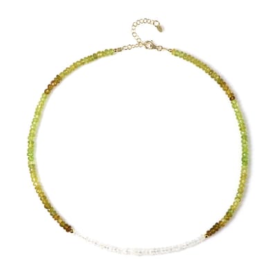 Cavill - Elegante Halsketting 18K Goud Verguld - 925 Sterling Zilver - 83,34 ct Regenboogmaansteen & Sfeen - Verstelbare Damesketting