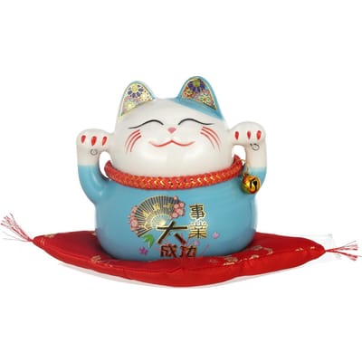 Tomfeel Tirelire Chat Porte-Bonheur Décorations Chat Porte-Bonheur en Céramique Magasin Pendaison de Crémaillère Cadeaux d'Ouverture Salon Bureau du lac bleu