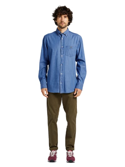Enzo Heren Regular Fit Denim Overhemd