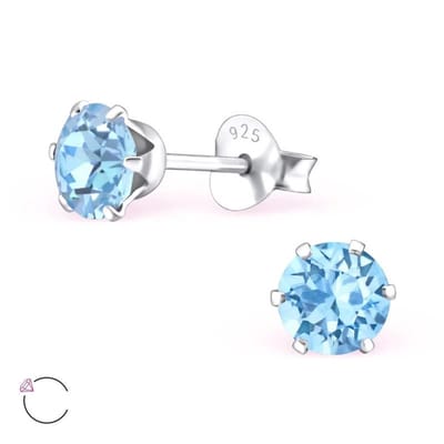 Aramat Jewels | Oorbellen | 925 Zilveren Kristallen Oorbellen Rond 4-8mm - Sprankelende Studs | 5mm / Transparant | | | Zilver | Kinderen, Volwassenen | Verkleurd niet