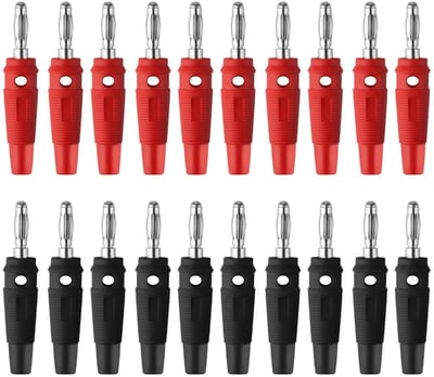 10 Stuks Rode & Zwarte 4mm Banaanstekkers voor Luidsprekerkabels, Versterkers en Audio Systemen