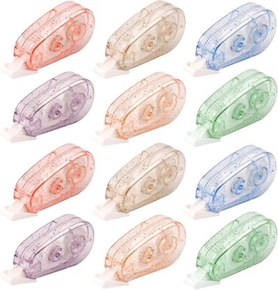 Correctiestrips 12 stuks - 6 kleuren - 5 meter x 5 mm - Mini correctiemuisjes met beschermkap - Voor kinderen, studenten, kantoor, thuis, school